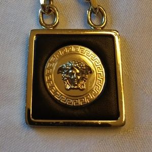 Auth Versace Gold & Black Key Chain Belt Pendant